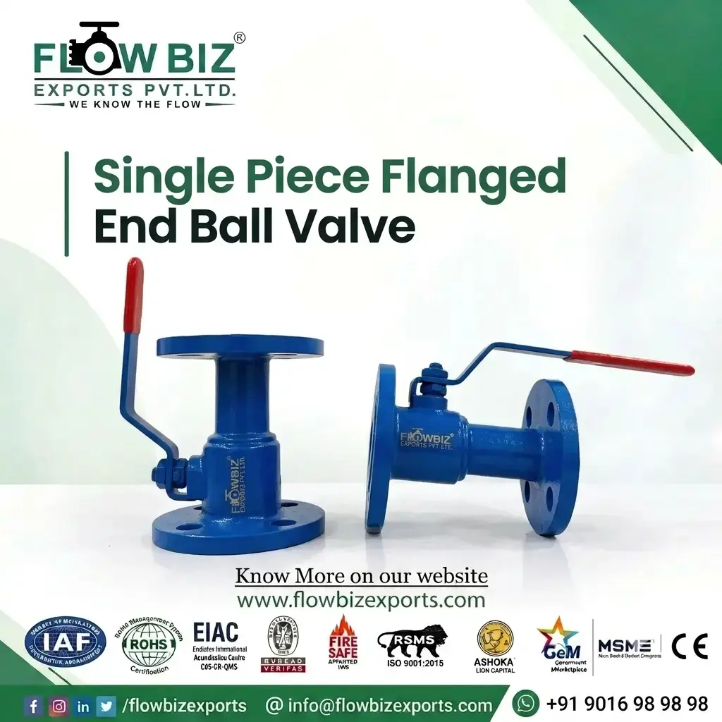 Single Piece Flanged End Ball Valve with Lever Handle | FlowBiz Exports