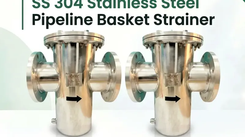 FlowBiz Exports SS 304 Stainless Steel Pipeline Basket Strainer with flanged end connections and bolted top cover