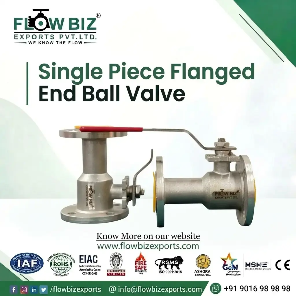 FlowBiz Exports Single Piece Flanged End Ball Valve for industrial pipeline applications