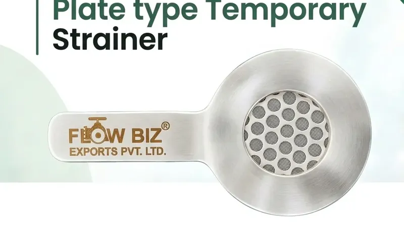 FlowBiz Plate Type Temporary Strainer with stainless steel perforated disc and extended handle tab