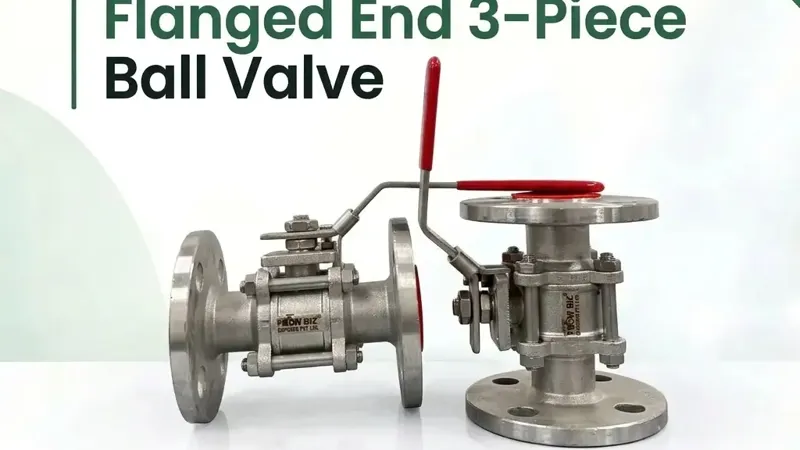 Flanged End 3-Piece Ball Valve with Lever Handle by FlowBiz Exports