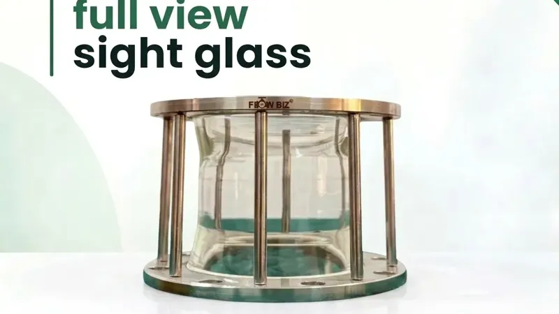 FlowBiz Full View Sight Glass with cylindrical borosilicate glass tube and flanged end connections