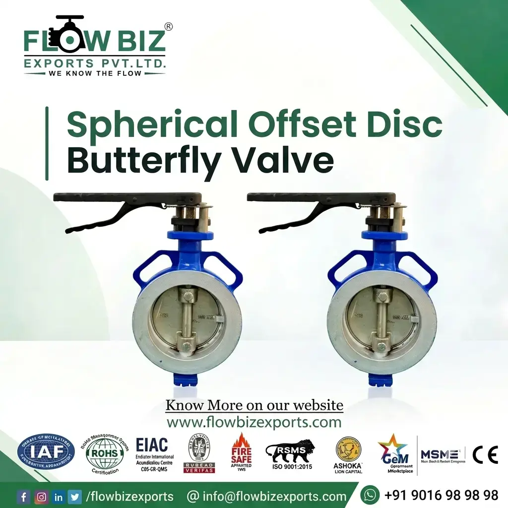 Spherical Offset Disc Butterfly Valve with Lever Handle | FlowBiz Exports