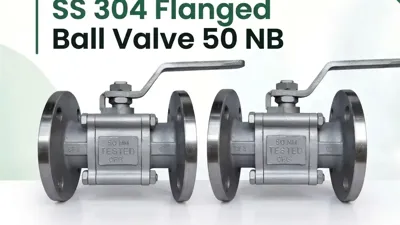 SS 304 Flanged Ball Valve 50 NB with Lever Handle | FlowBiz Exports