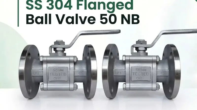 SS 304 Flanged Ball Valve 50 NB with Lever Handle | FlowBiz Exports